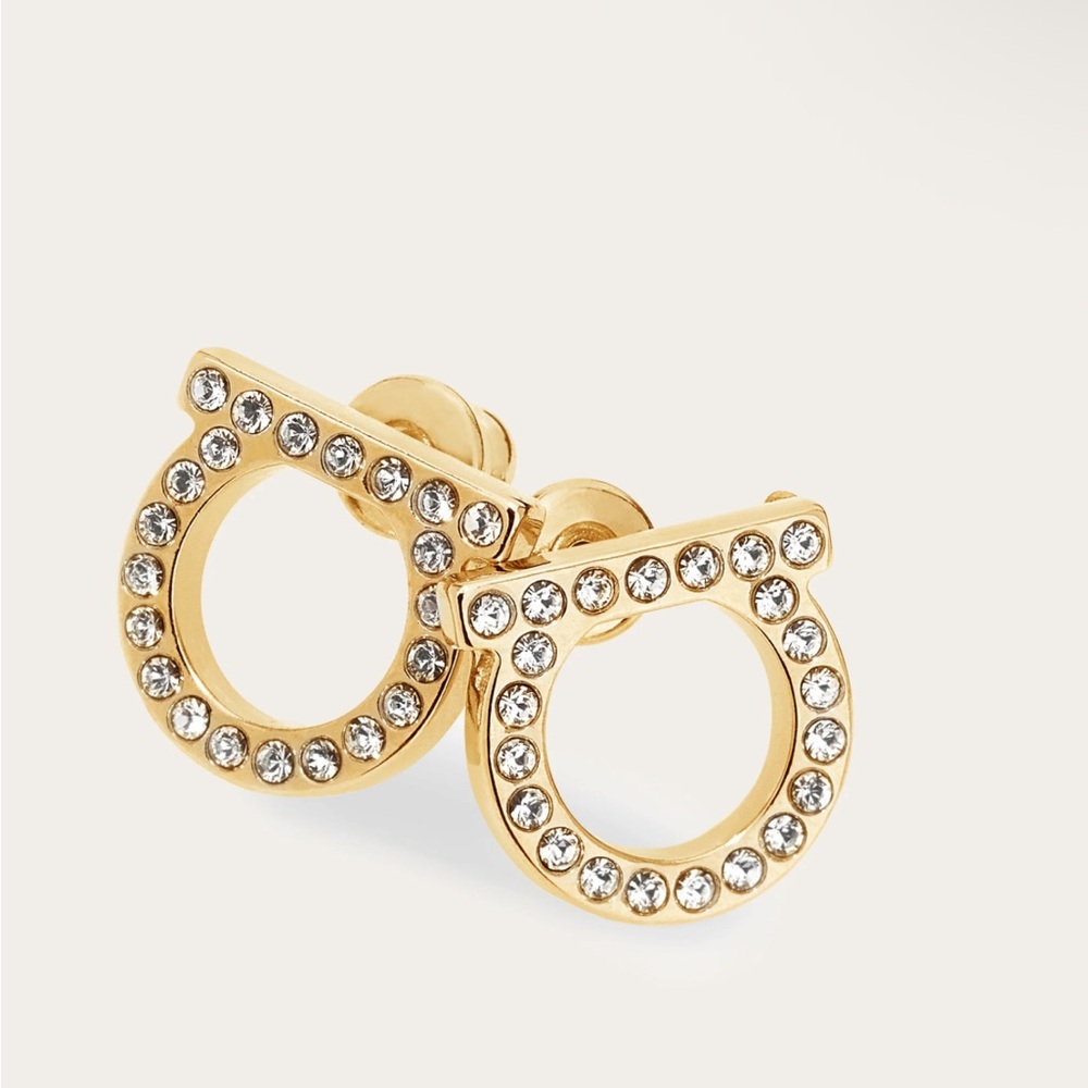 SALVATORE FERRAGAMO CRYSTAL GANCINI EARRINGS